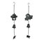 Set of 2 Black Cast Iron Bear Wind Chime Hanging Bells Outdoor Home Cabin Decor